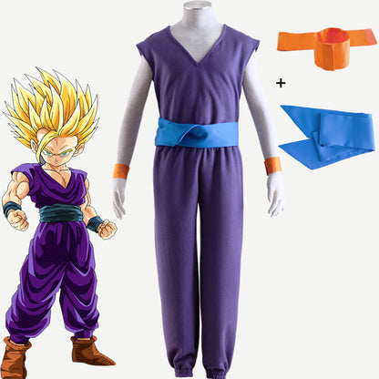 Anime Dragon Ball Piccolo Trainning Outfits Cosplay Costume with Accessories Men and Kids Halloween