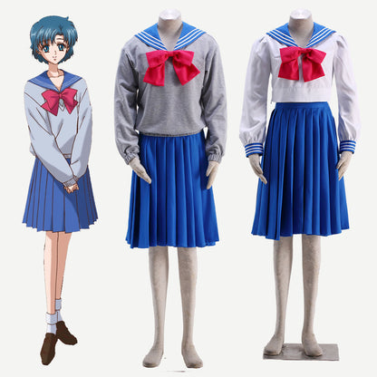 Anime Sailor Moon Costume Mizuno Ami Sailor mercury Cosplay Normal School Uniform