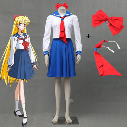 Anime Sailor Moon Costume Aino Minago Sailor venus Cosplay Normal School Uniform