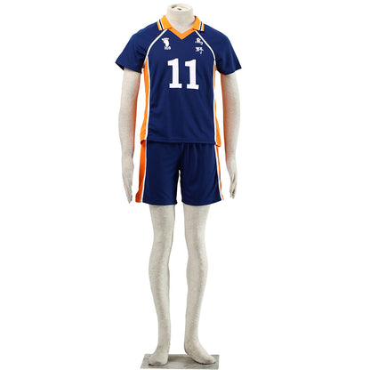 Haikyuu!! Costume Kei Tsukishima Number #11 Karasuno High School Volleyball Uniform with Knee pads