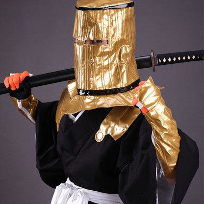 Anime Soul Warrior 7th Unit Commander Gold Armor Accessories Set with Helmet Gloves and Vambraces