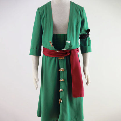 Pirate Green Swordsman Costume Outfit for Men and Kids Halloween