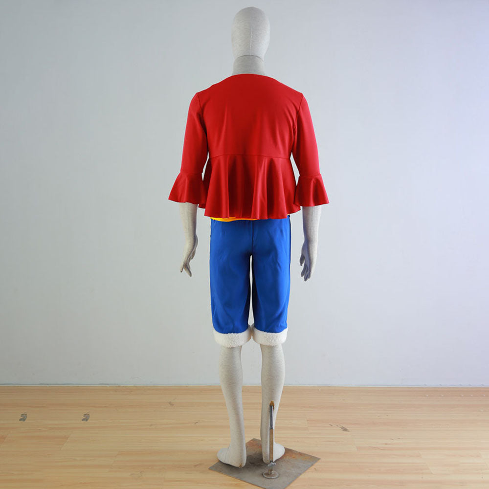 Anime One Piece Luffy Costume Cosplay Suits with Hat Men and Kids Halloween