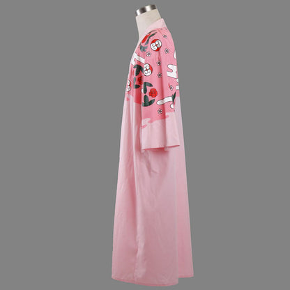 Anime Soul Warrior Lazy Captain Swordsman Cosplay Pink Floral Kimono Costume Men and Kids