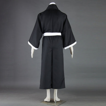Anime Soul Warrior Black Kimono Robe White Sash Cosplay Costume for Men Kids