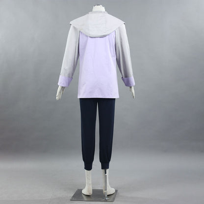Anime White-Eyed Princess Ninja Cosplay Costume Light Purple Hooded Outfit for Women Kids