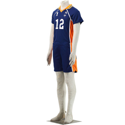 Haikyuu!! Costume Tadashi Yamaguchi Number #12 Karasuno High School Volleyball Uniform with Knee pads