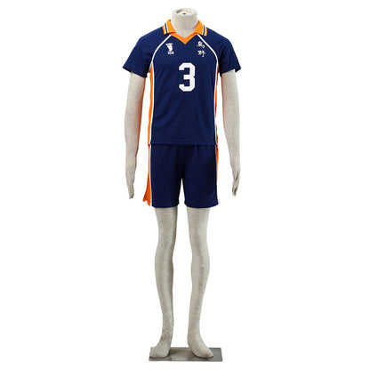 Haikyuu!! Costume Asahi Azumane Number #3 Karasuno High School Volleyball Uniform with Knee pads