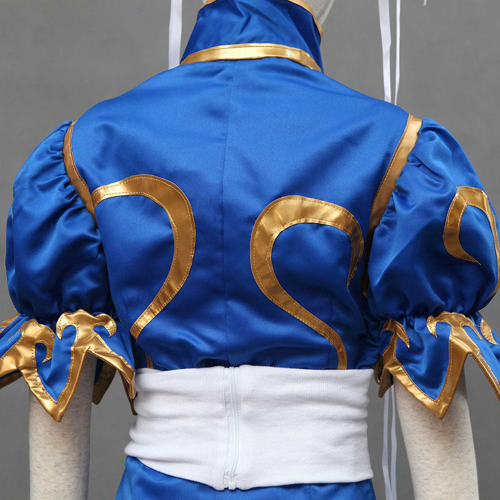 Game Street Fighter Costumes Chunli Blue Cosplay outfit with Accessories Kids and Women Halloween