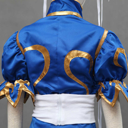 Game Street Fighter Costumes Chunli Blue Cosplay outfit with Accessories Kids and Women Halloween