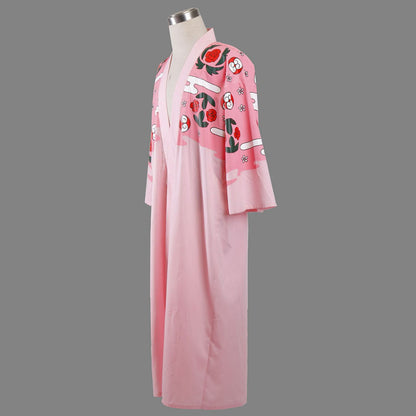 Anime Soul Warrior Lazy Captain Swordsman Cosplay Pink Floral Kimono Costume Men and Kids