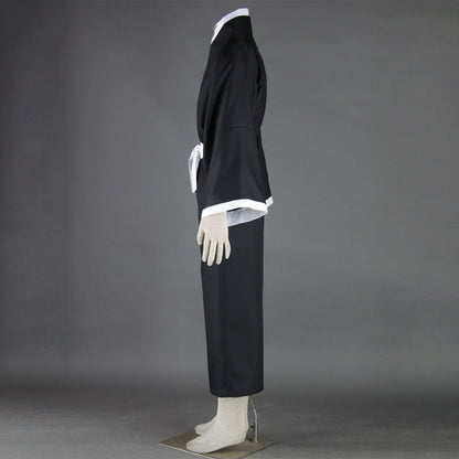 Anime Soul Warrior Black Kimono Robe White Sash Cosplay Costume for Men Kids
