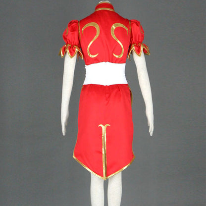 Game Street Fighter Costumes Chunli Red Cosplay outfit with Accessories Women and Kids Halloween