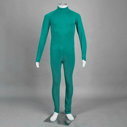 Anime Thick Eyebrows Taijutsu Ninja Cosplay Costume Green Jumpsuit full Outfit for Men Kids