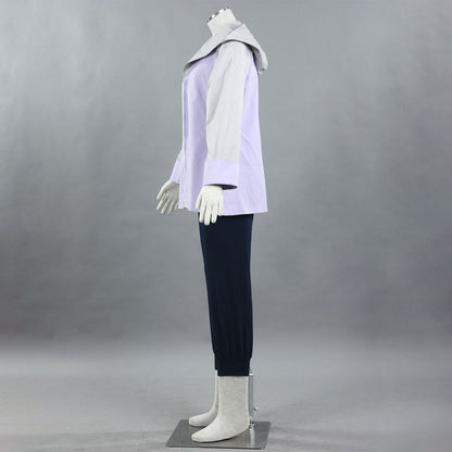 Anime White-Eyed Princess Ninja Cosplay Costume Light Purple Hooded Outfit for Women Kids