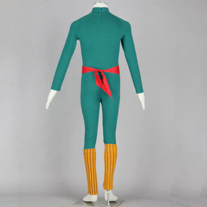 Anime Martial Arts Master Ninja Cosplay Green Jumpsuit Full Set for Men Kids Halloween