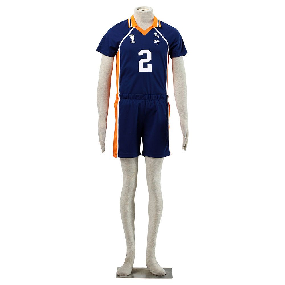 Haikyuu!! Costume Sugawara Koushi Number #2 Karasuno High School Volleyball Uniform with Knee pads