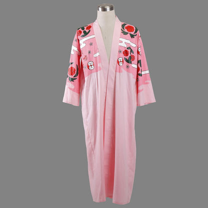 Anime Soul Warrior Lazy Captain Swordsman Cosplay Pink Floral Kimono Costume Men and Kids