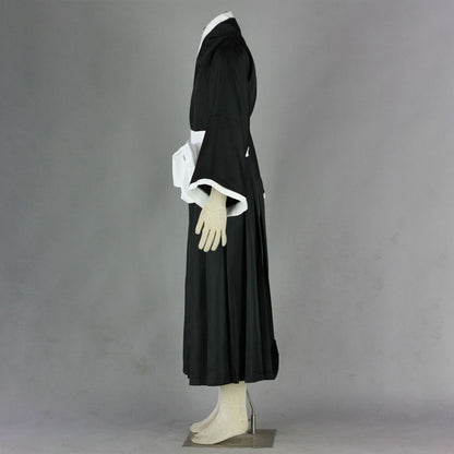 Anime Soul Warrior Black Kimono Robe White Waist Sash Cosplay Costume for Men Kids