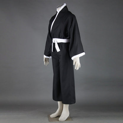 Anime Soul Warrior Black Kimono Robe White Sash Cosplay Costume for Men Kids