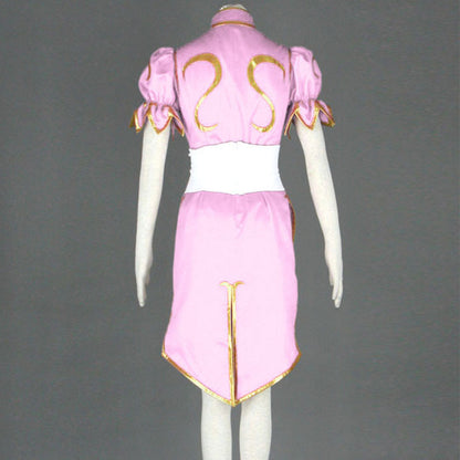 Game Street Fighter Costumes Chunli Pink Cosplay outfit with Accessories Women and Kids Halloween