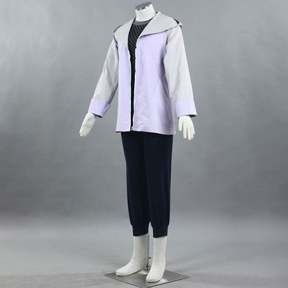 Anime White-Eyed Princess Ninja Cosplay Costume Light Purple Hooded Outfit for Women Kids