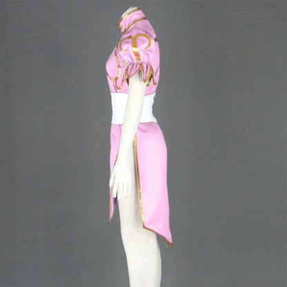 Game Street Fighter Costumes Chunli Pink Cosplay outfit with Accessories Women and Kids Halloween
