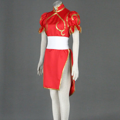 Game Street Fighter Costumes Chunli Red Cosplay outfit with Accessories Women and Kids Halloween