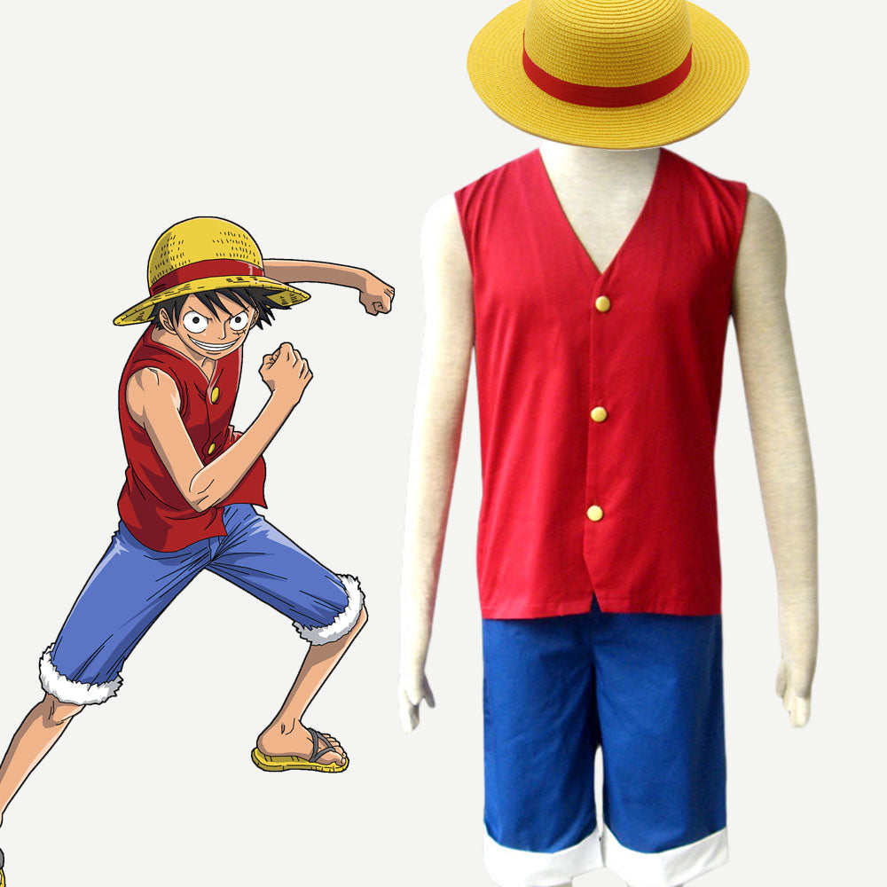 Anime One Piece Luffy Costume Cosplay Suits Men and Kids Halloween