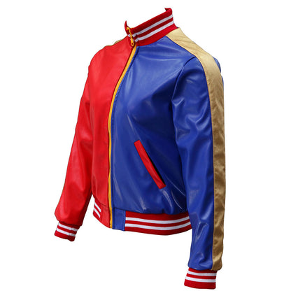 The Suicide Squad Female Joker Harley Quinn Cosplay Costume Jacket with Gloves Women and Kids Halloween