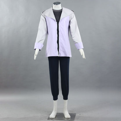 Anime White-Eyed Princess Ninja Cosplay Costume Light Purple Hooded Outfit for Women Kids