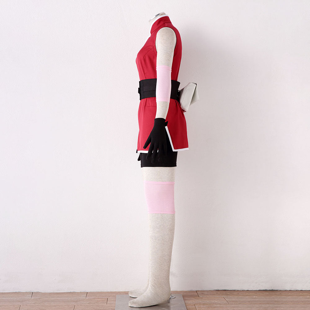 Naruto Movie The Last Haruno Sakura Cosplay Costume with Bag Women Kids Halloween