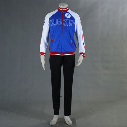 Anime YURI!!! on ICE Yuri Plisetsky Cosplay Costume Blue Suits Men and Kids Halloween