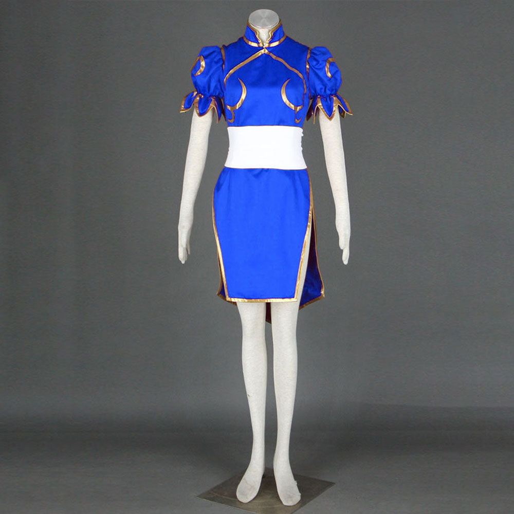 Game Street Fighter Costumes Chunli Blue Cosplay outfit with Accessories Kids and Women Halloween