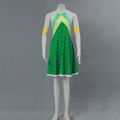 Anime Fairy Tail Wendy Marvell Cosplay Costume Green Dress Women Kids Halloween