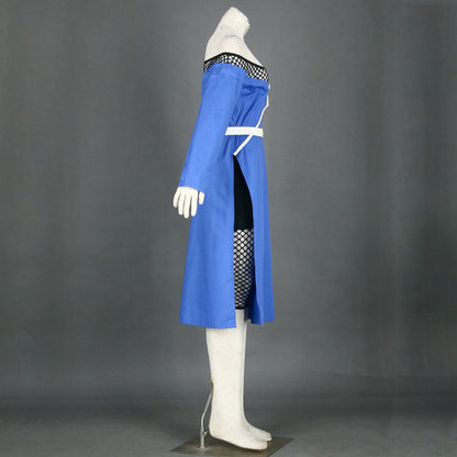 Anime Water Village Leader Cosplay Costume Blue Dress with Leader Hat for Women Kids
