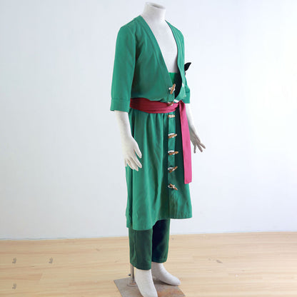 Pirate Green Swordsman Costume Outfit for Men and Kids Halloween