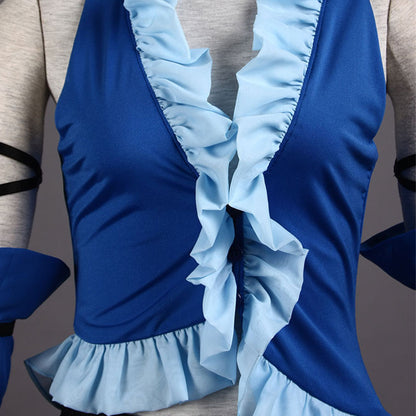 Game Final Fantasy 10 Yuna Singer Cosplay Costume Outfits with Accessories Women Kids Halloween