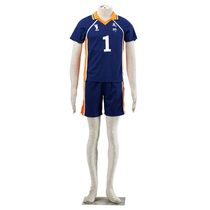 Haikyuu!! Costume Sawamura Daichi Number #1 Karasuno High School Volleyball Uniform with Knee pads