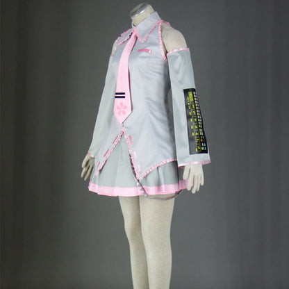 Vocaloid Costumes Spring Sakura Miku Cosplay Silver Outfit with Accessories Women and Kids