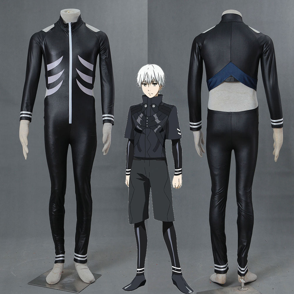 Anime Tokyo Ghoul Kaneki Ken Cosplay Costume Black Jumpsuit Men and Kids Halloween