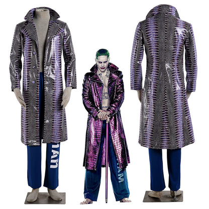 The Suicide Squad The Joker Cosplay Costume Long Coat with Pants Men and Kids Halloween