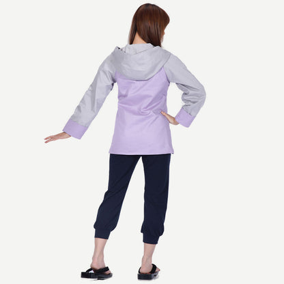 Anime White-Eyed Princess Ninja Cosplay Costume Light Purple Hooded Outfit for Women Kids