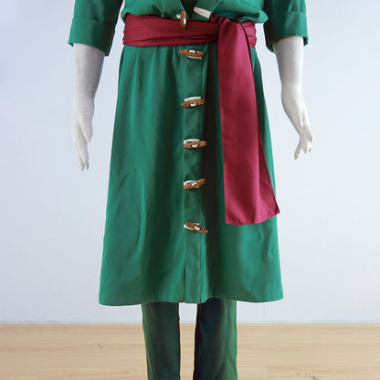 Pirate Green Swordsman Costume Outfit for Men and Kids Halloween