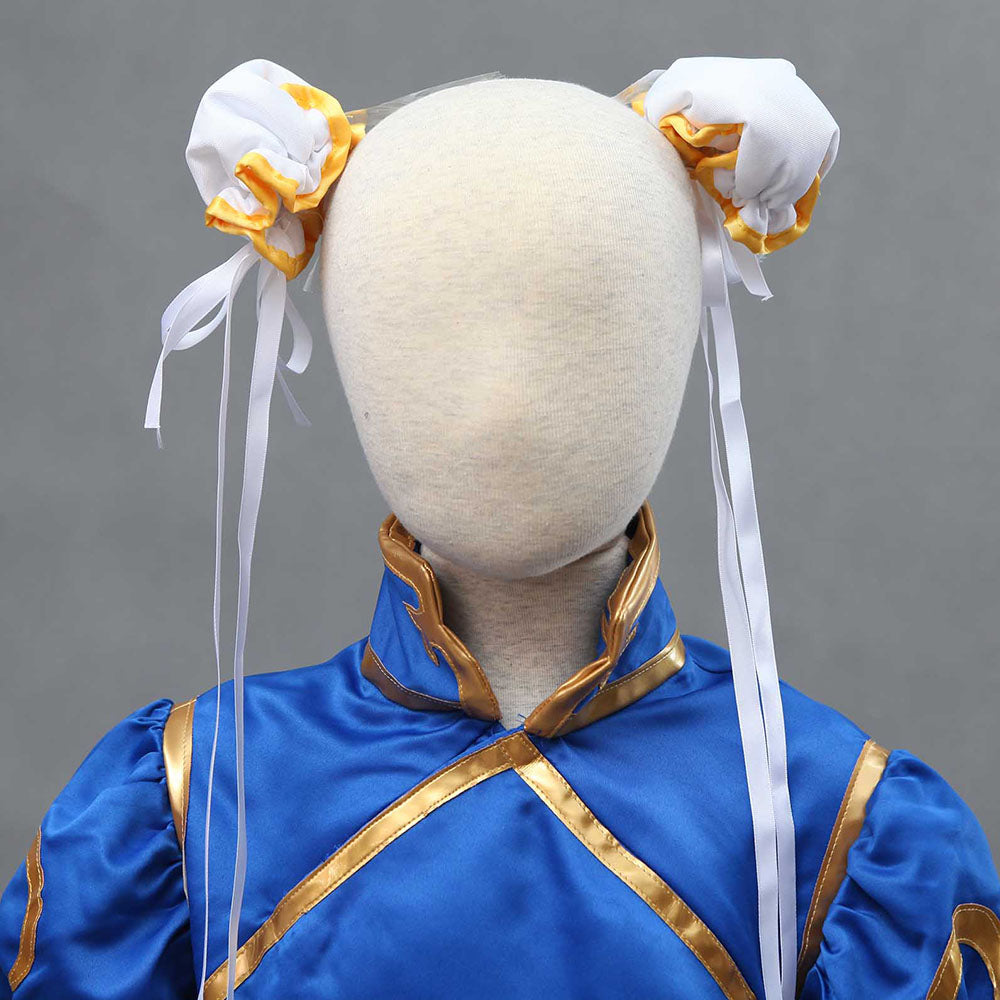 Game Street Fighter Costumes Chunli Blue Cosplay outfit with Accessories Kids and Women Halloween
