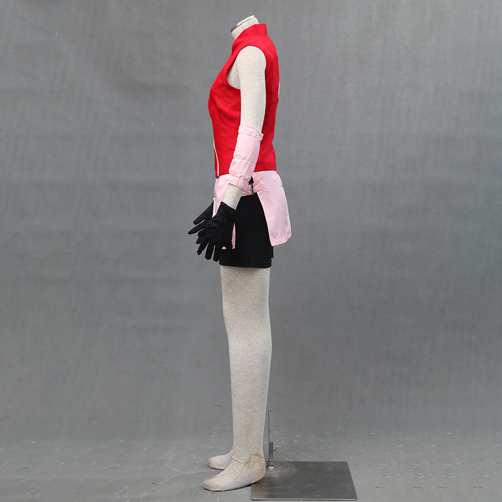 Anime Naruto Shippuden Cosplay Sakura Costume Women Kids Halloween