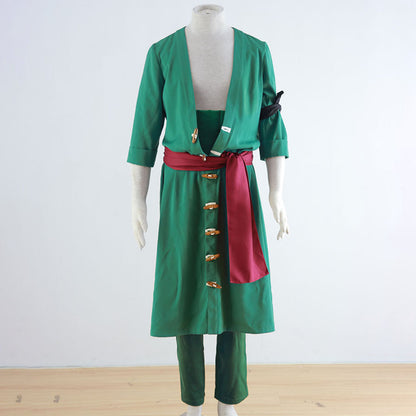 Pirate Green Swordsman Costume Outfit for Men and Kids Halloween