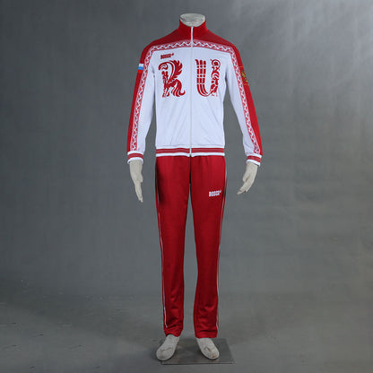 Anime YURI!!! on ICE Victor Nikiforov Cosplay Costume Red Suits Men and Kids Halloween