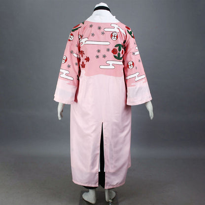 Anime Straw Hat Floral Haori Swordsman Cosplay Costume Set for Men and Kids