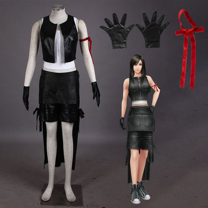 Game Final Fantasy 7 Tifa Lockhart Cosplay Costume Outfit with Accessories Women Kids Halloween